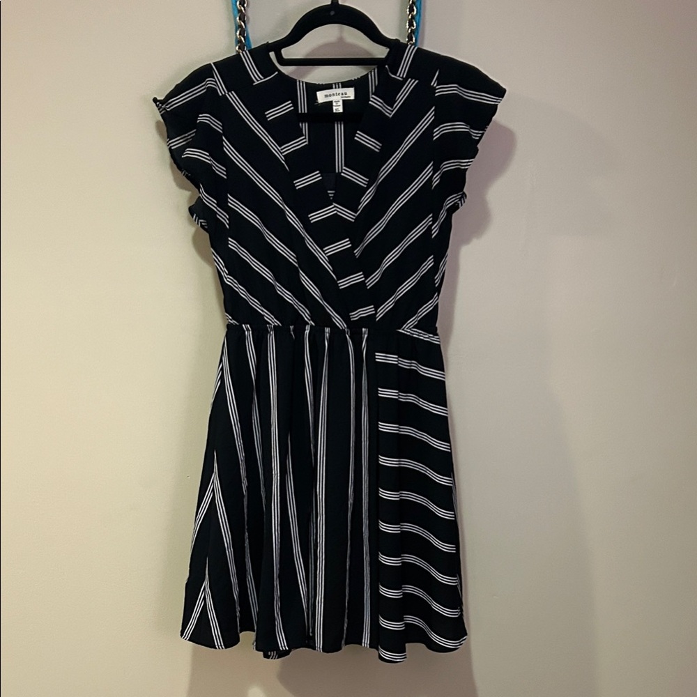 Black and White Patterned Mini Dress